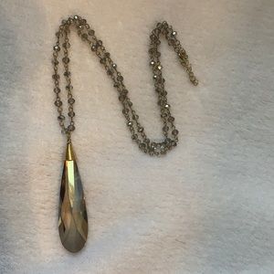 Sparkly Crystal Pendant Long Chain Necklace